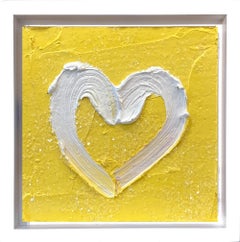 "Mi diamante amarillo Tiffany" Pintura al óleo polvo de diamante amarillo Marco flotante blanco