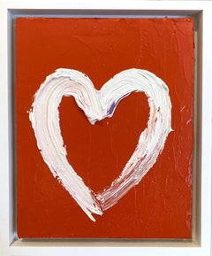 "My Tiger Orange Heart" Colorful Oil Painting on Wood with White Floater Frame