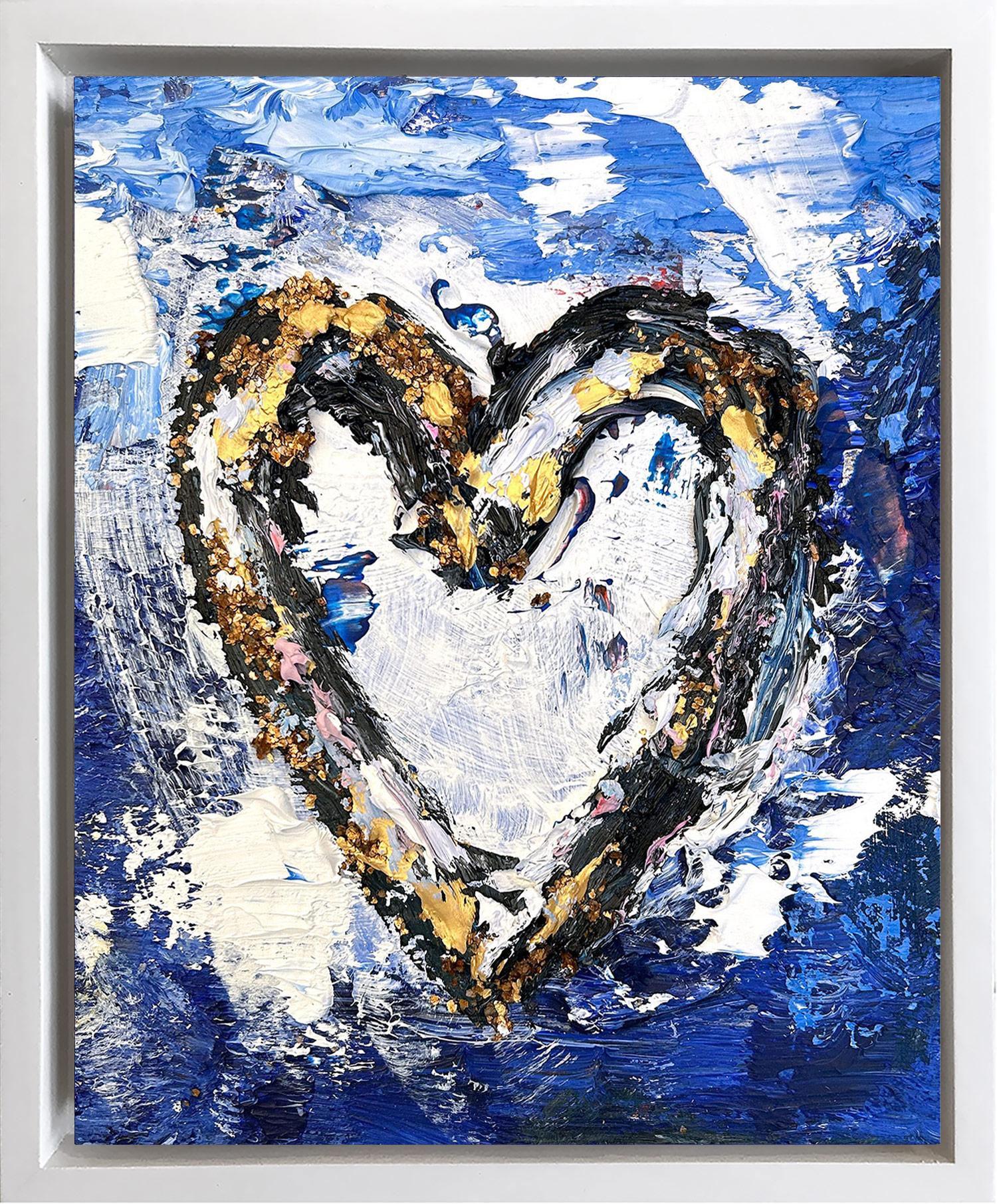 "My Timeless Heart" Pop Multicolor Oil Painting on Wood with White Floater Frame