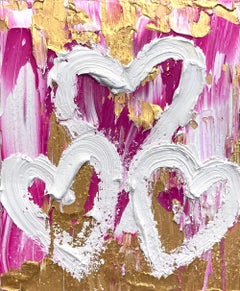 "My Triple Crowned Hearts" Oil Painting on Board with White Floater Frame