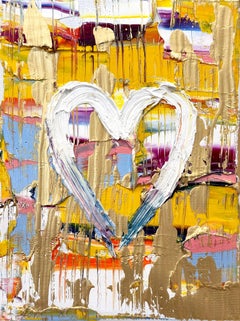 "My Turn Turn Turn Heart" Multicolor Gold Contemporary Painting & Floater Frame