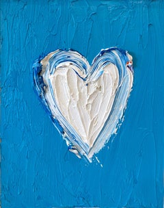 "My Turquoise Heart" Colorful Contemporary Pop Oil Painting w Floater Frame