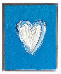 "My Turquoise Heart" Colorful Contemporary Pop Oil Painting w Floater Frame