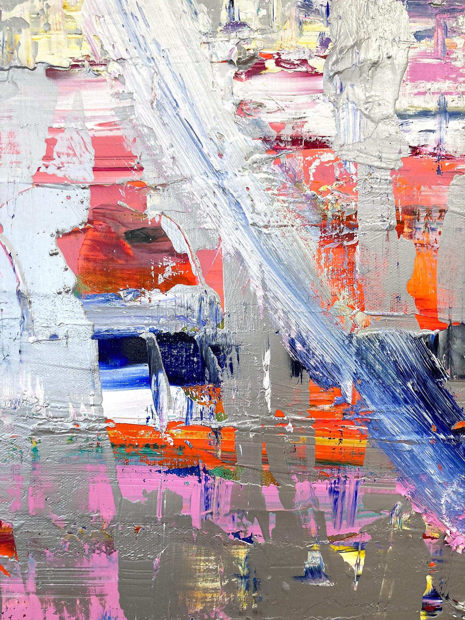 Mehrfarbiges Öl- Pop-Gemälde „My Love at First Sight Heart“ auf Leinwand mit Silber (Zeitgenössisch), Painting, von Cindy Shaoul
