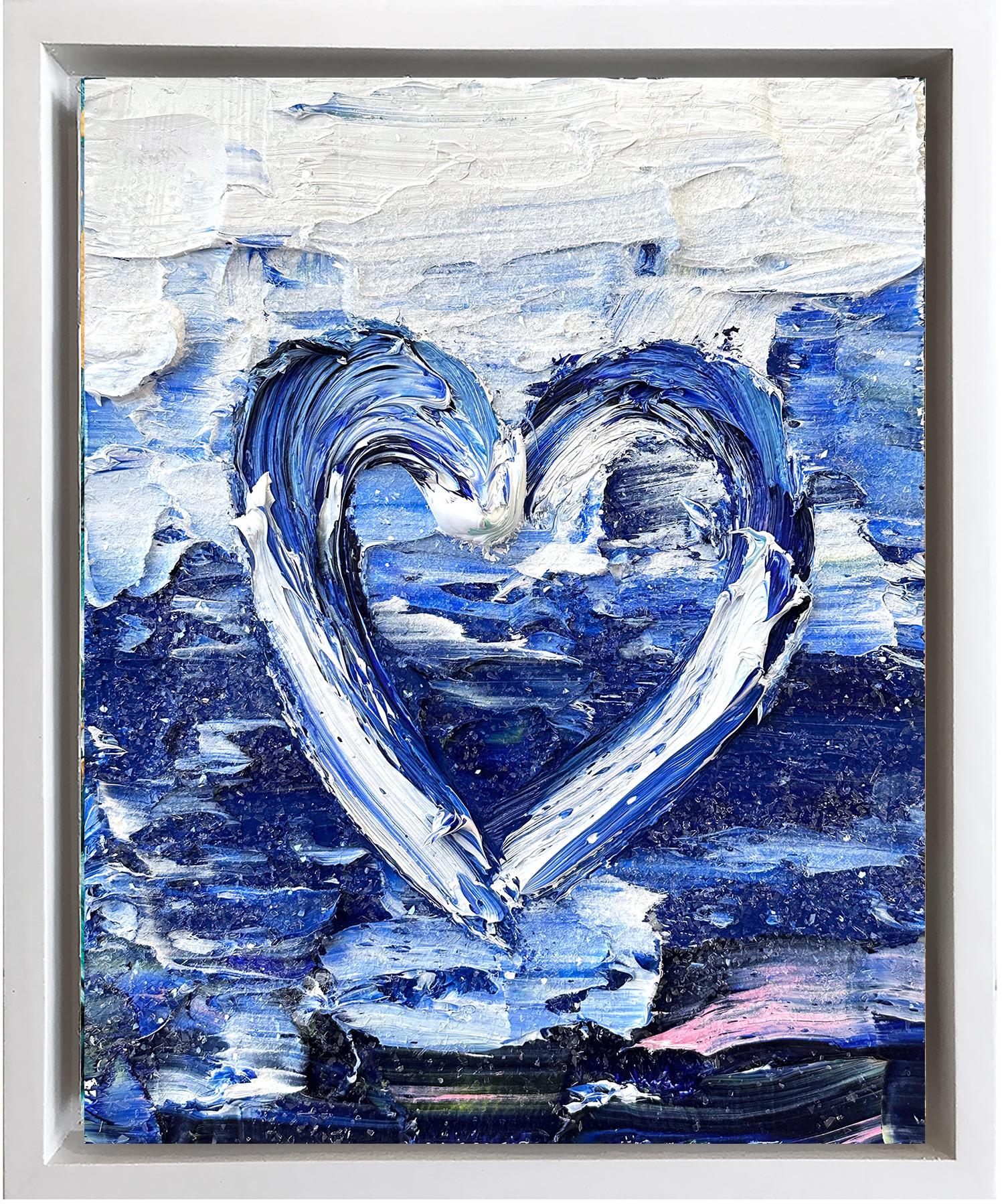 Cindy Shaoul Abstract Painting - "My Heart of The Ocean" Contemporary Pop Art Oil Painting with Floater Frame