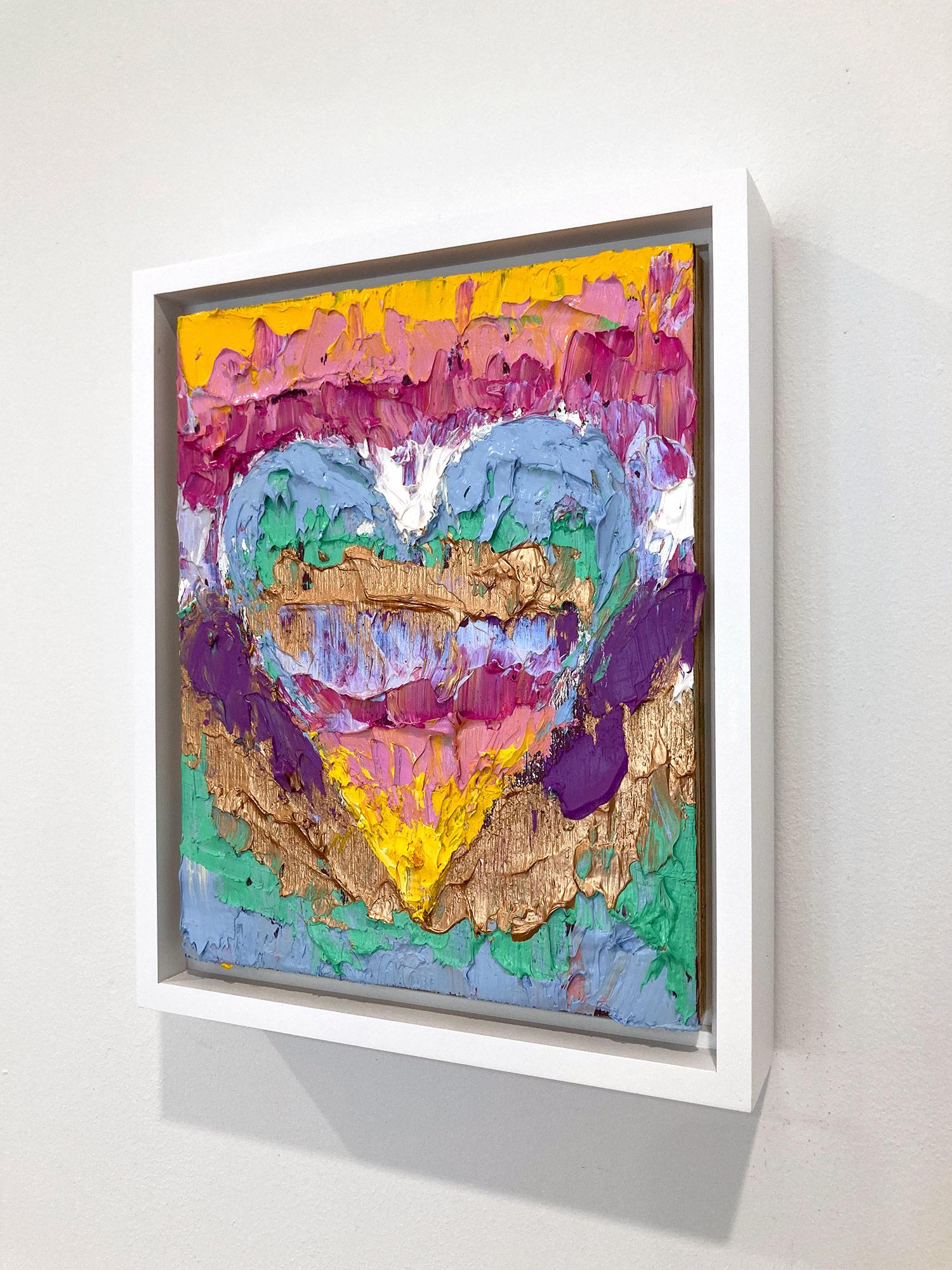 Mehrfarbiges Pop-Ölgemälde „My Versace Heart“ auf Holz mit weißem Floater-Rahmen, Pop-Ölgemälde im Angebot 8