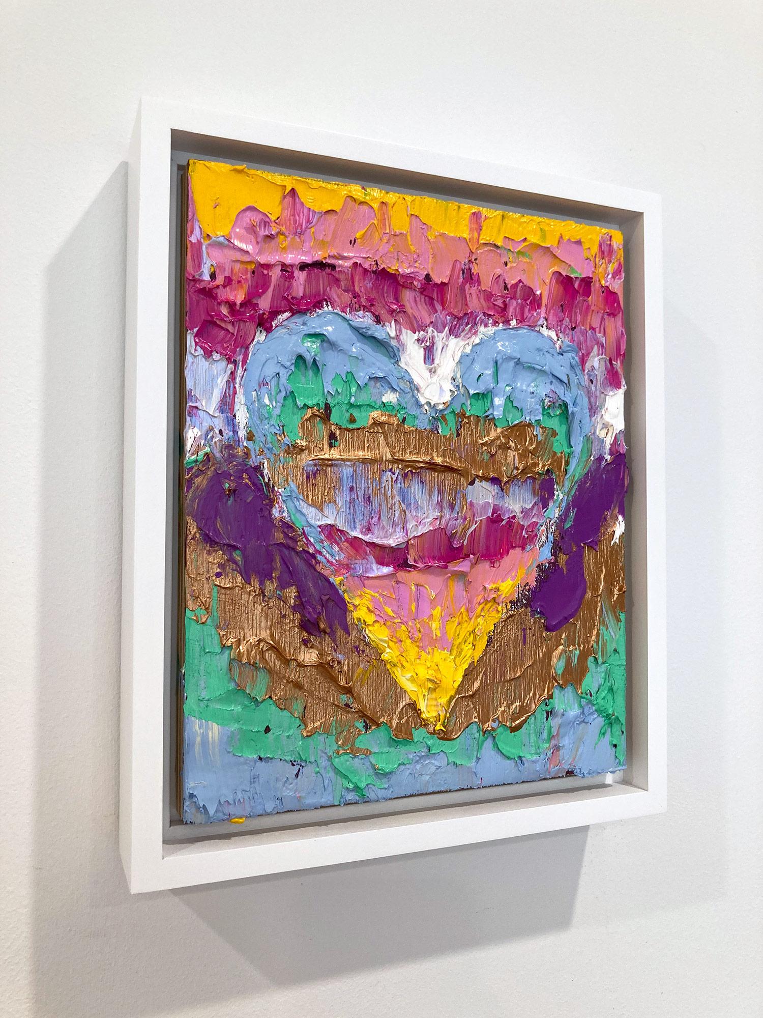 Mehrfarbiges Pop-Ölgemälde „My Versace Heart“ auf Holz mit weißem Floater-Rahmen, Pop-Ölgemälde im Angebot 9
