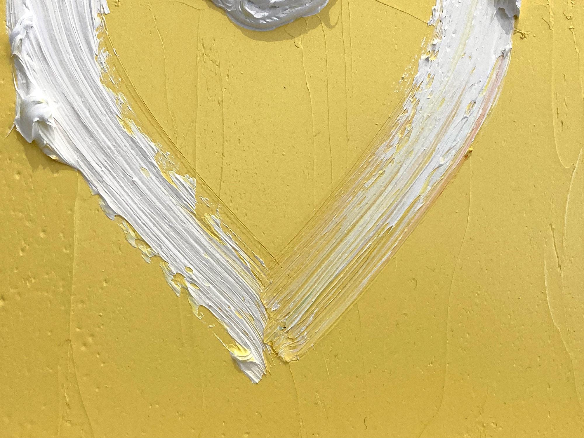 „My Walking on Sunshine Heart“ Pop, Ölgemälde auf Holz mit weißem Floater-Rahmen (Orange), Abstract Painting, von Cindy Shaoul