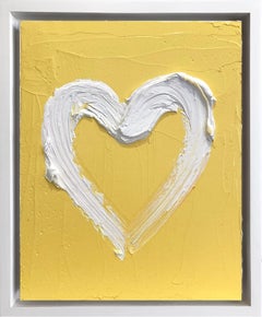 "My Walking on Sunshine Heart" Pop Oil Painting on Wood with White Floater Frame