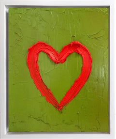 "My Warhol Heart" Colorful Contemporary Pop Oil Painting w Floater Frame