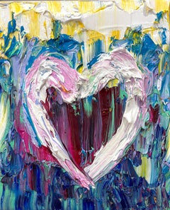 "My Watermelon Sour Patch Heart" Pop Oil Painting on Wood w White Floater Frame