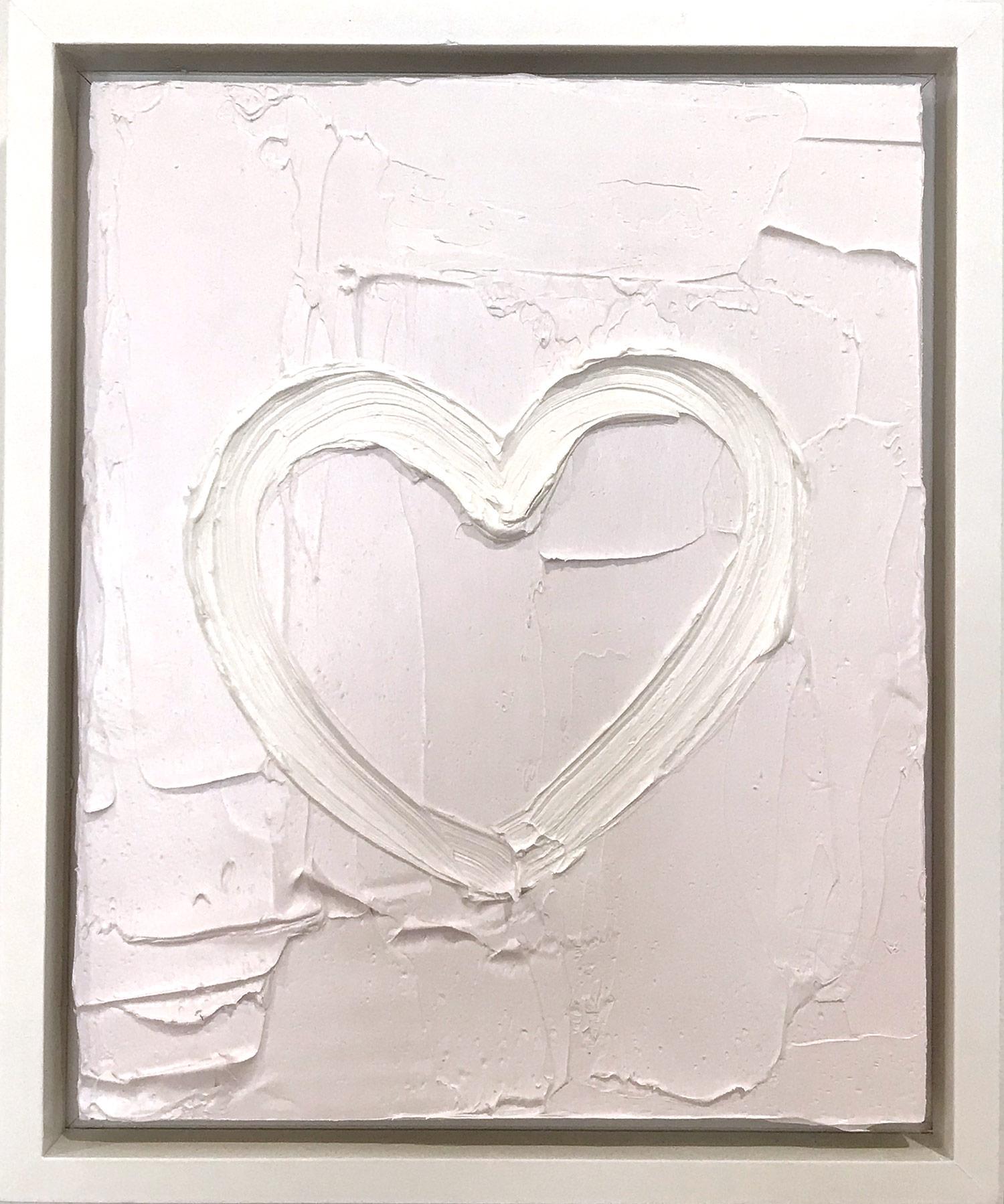 Cindy Shaoul Abstract Painting - "My Weightless Heart" Light Lavender Contemporary Oil Painting w Floater Frame