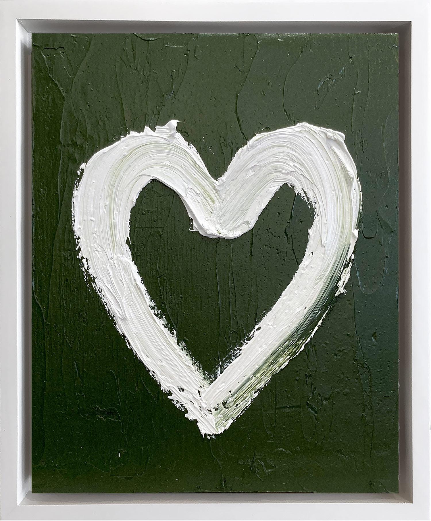 Abstract Painting di Cindy Shaoul - "Il mio cuore sereno" Greene & Greene Pop Oil Painting Wood con cornice bianca fluttuante