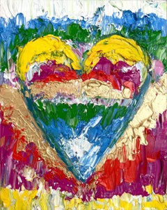 "My What Do You Get When You Fall in Love Heart" Oil Painting with White Frame