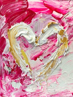 "Mi Corazón Salvaje Sobre Ti" Pintura al Óleo Pop Art sobre Madera con Marco Flotante Blanco