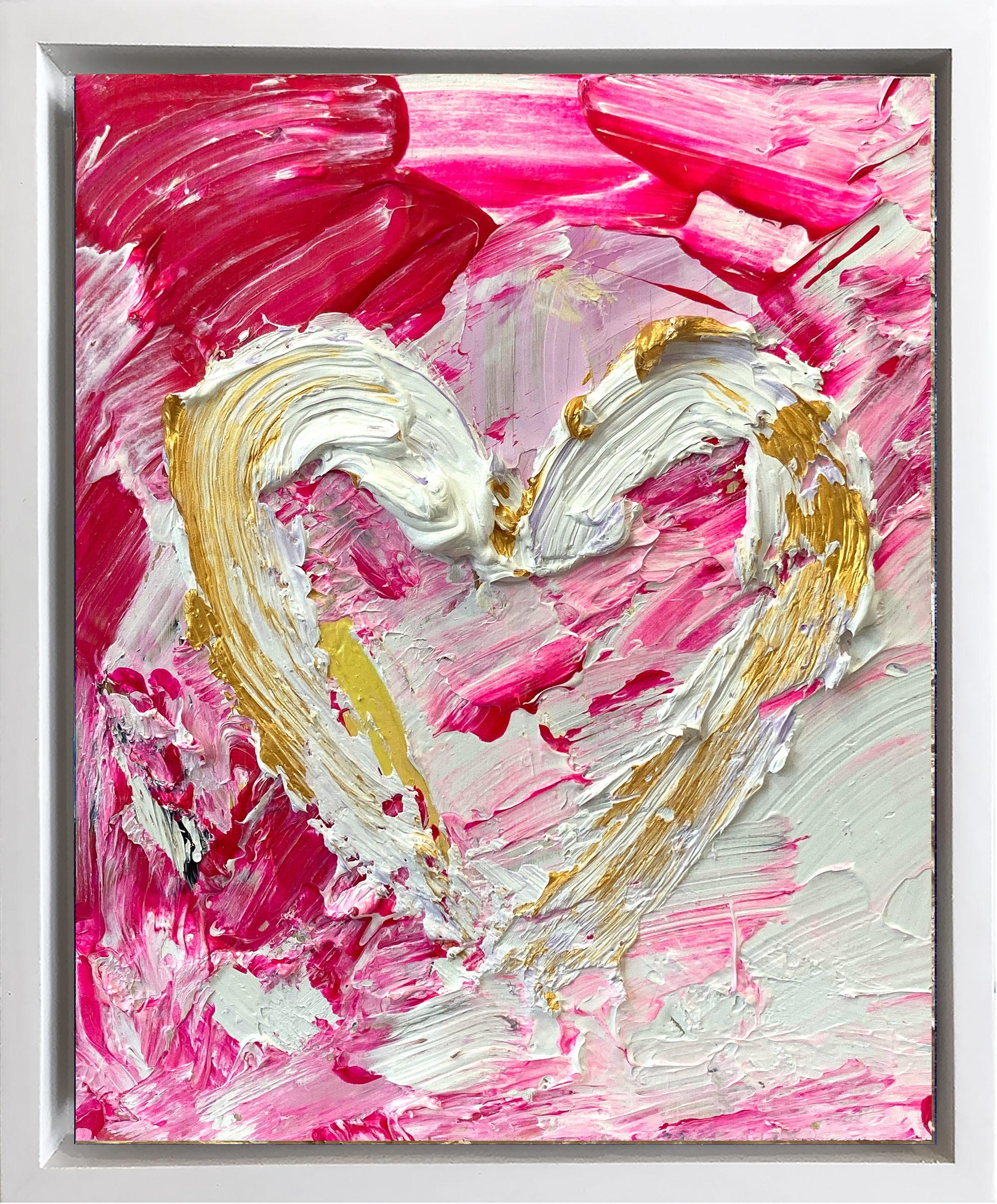 "My Wild About You Heart" Pop Art Oil Painting on Wood with White Floater Frame