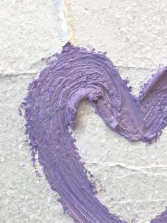 "My Wisteria Diamond Heart" Peinture à l'huile Pop Art colorée dans un cadre flottant blanc