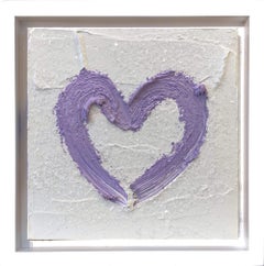 "My Wisteria Diamond Heart" Peinture à l'huile Pop Art colorée dans un cadre flottant blanc