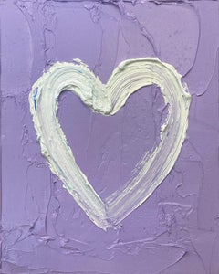 "My Wisteria Heart" Lavender Pop Oil Painting Wood With White Floater Frame