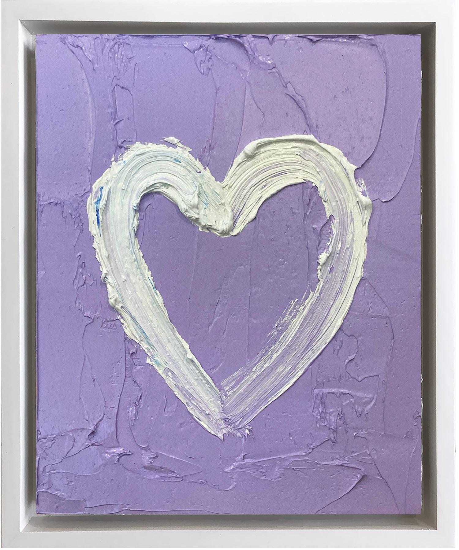 "My Wisteria Heart" Lavender Pop Oil Painting Wood With White Floater Frame