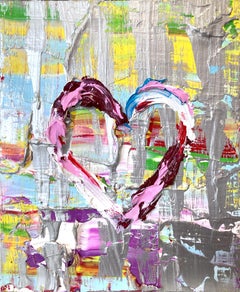 "My Yellow Submarine Heart" Colorful Contemporary Oil Painting w Floater Frame