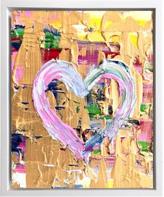 "My Young at Heart" Multicolor Gold Contemporary Pop Oil Painting Floater Frame