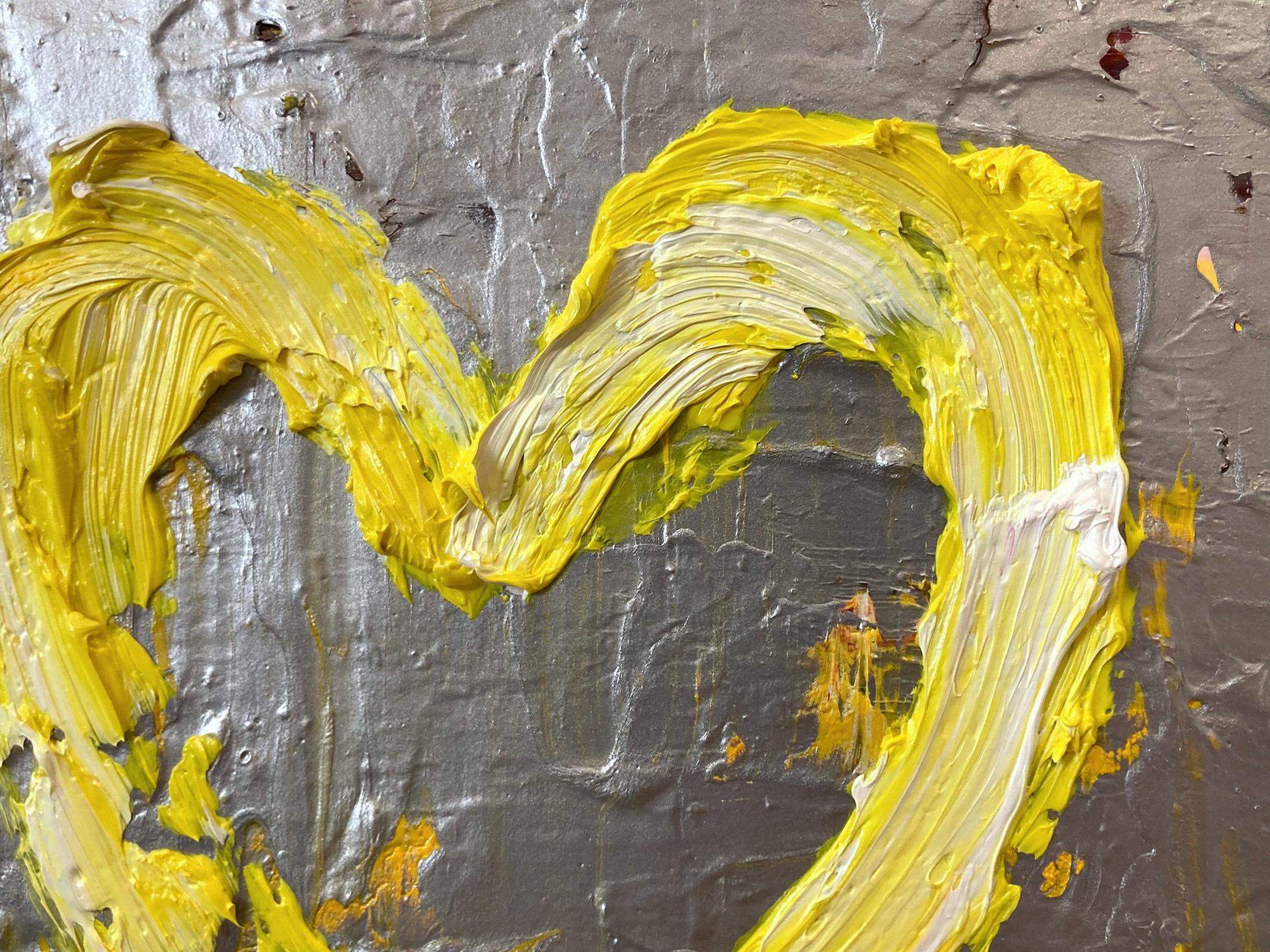 „My YSL Heart“ Gelbes & silbernes Pop-Art-Ölgemälde mit weißem Floater-Rahmen im Angebot 2