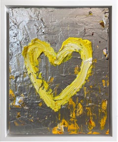 Used "My YSL Heart" Colorful & Silver Pop Art Oil Painting White Floater Frame
