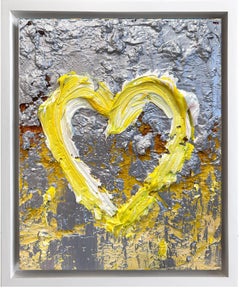 "My Yves Saint Laurent Heart" Contemporary Oil Painting Wood White Floater Frame