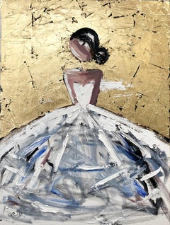 "Night at the Palais Garnier" Gold Leaf French Haute Couture Painting on Canvas