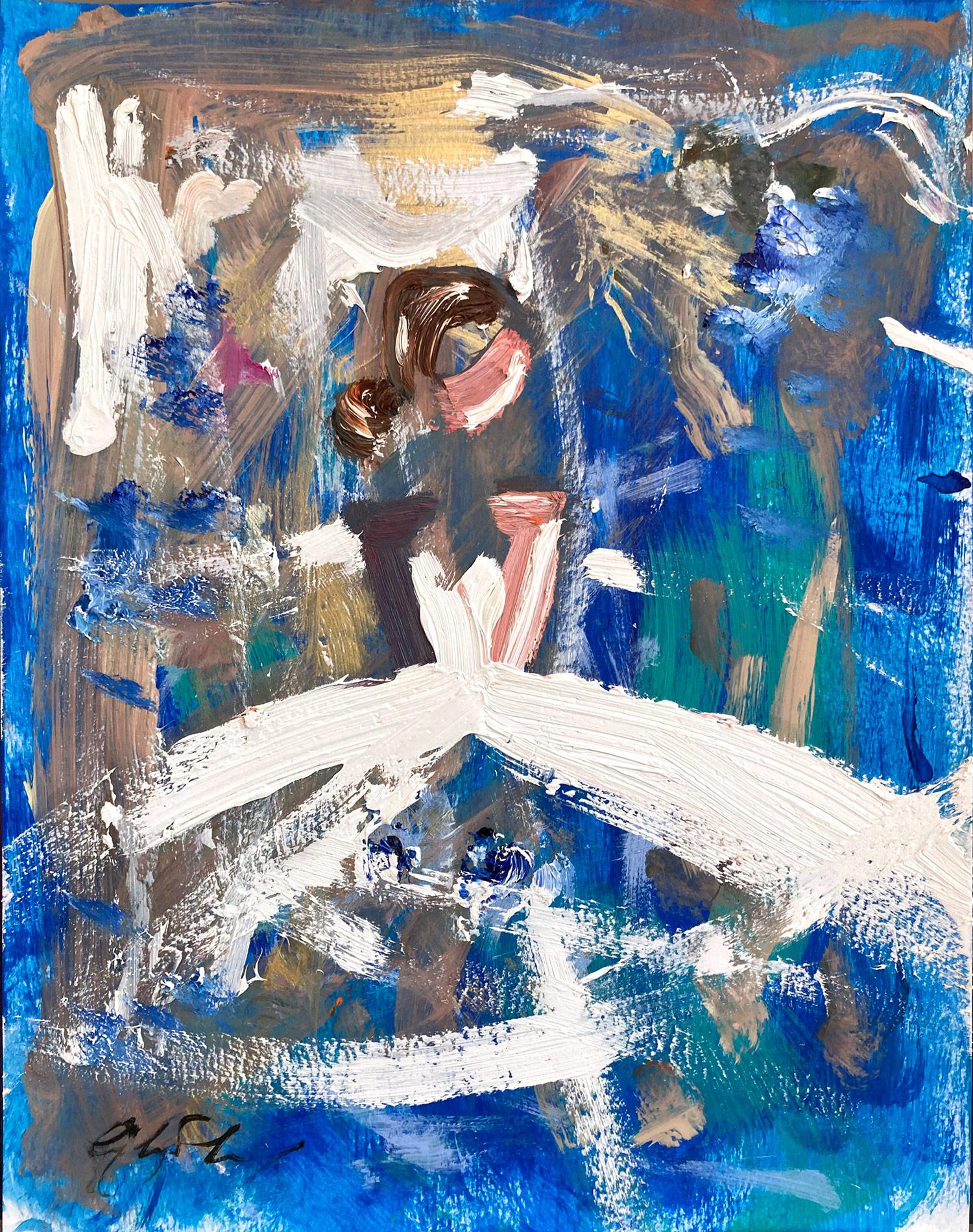 Cindy Shaoul Abstract Painting – „Night Out in Portofino“ Figur von Chanel, Haute Couture, farbenfrohes Ölgemälde