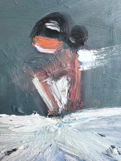 "Notti a Parigi" Figura astratta con abito Haute Couture Pittura a olio su carta