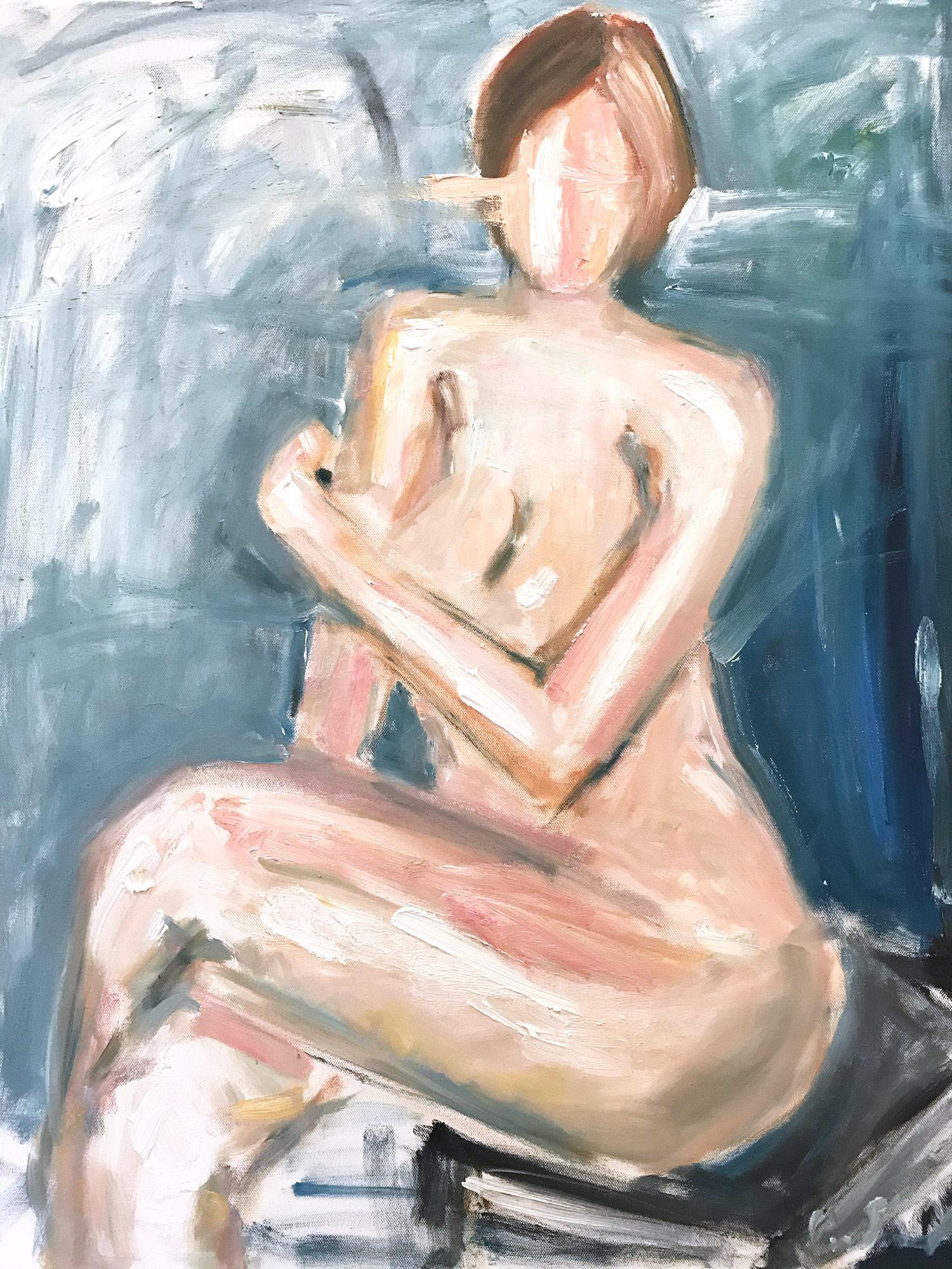 Cindy Shaoul Figurative Painting - "Nude Study" After Modigliani Nude Oil Painting on Canvas
