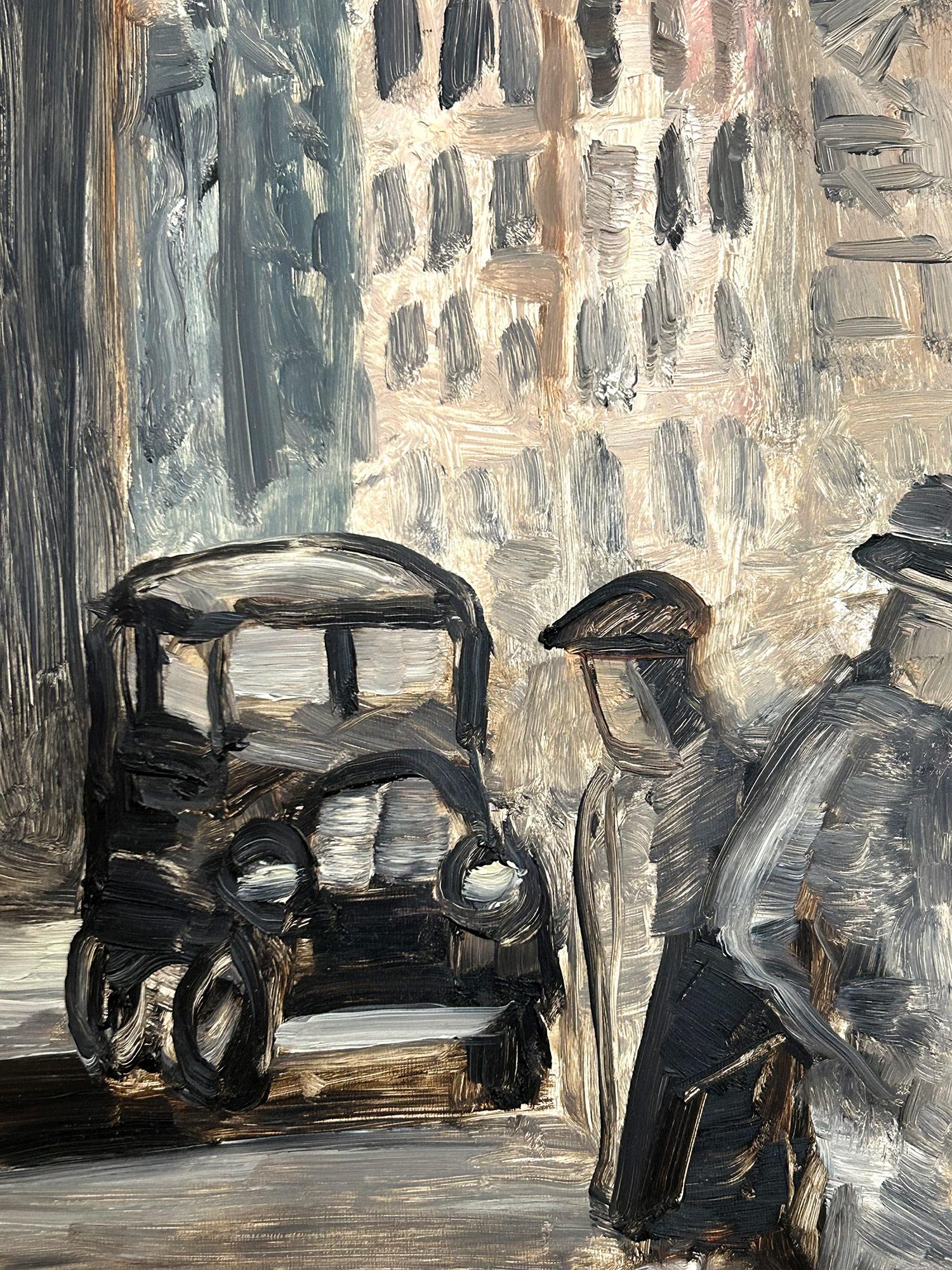 Questo dipinto raffigura una scena impressionistica di figure che riempiono le strade di New York sotto l'Empire State. Le pennellate spesse e i segni divertenti creano un'atmosfera che ricorda la Scuola Ashcan del XX secolo. Possiamo percepire il