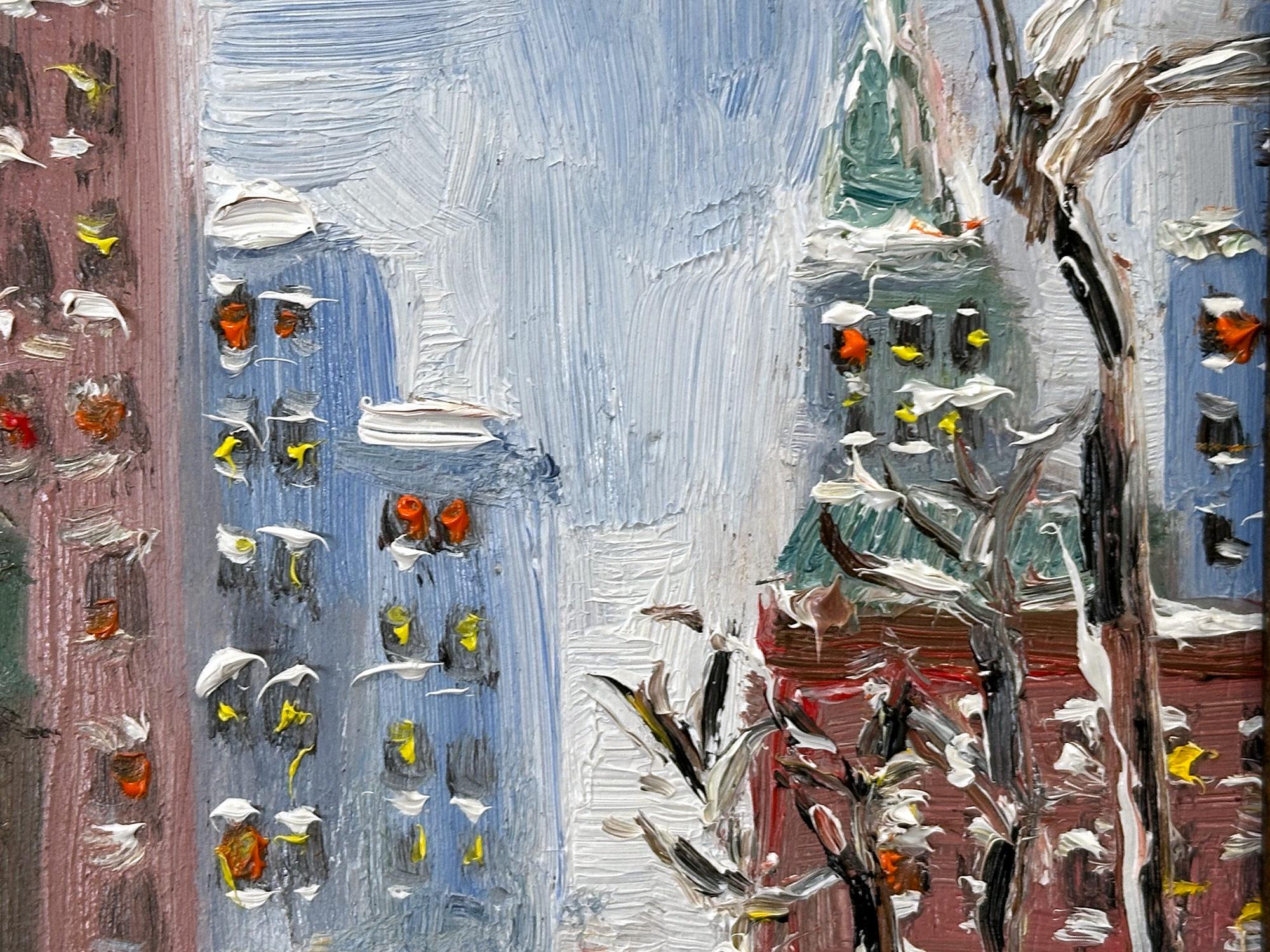 Peinture à l'huile impressionniste de New York dans le style de la scène de neige de Guy Wiggins en vente 1