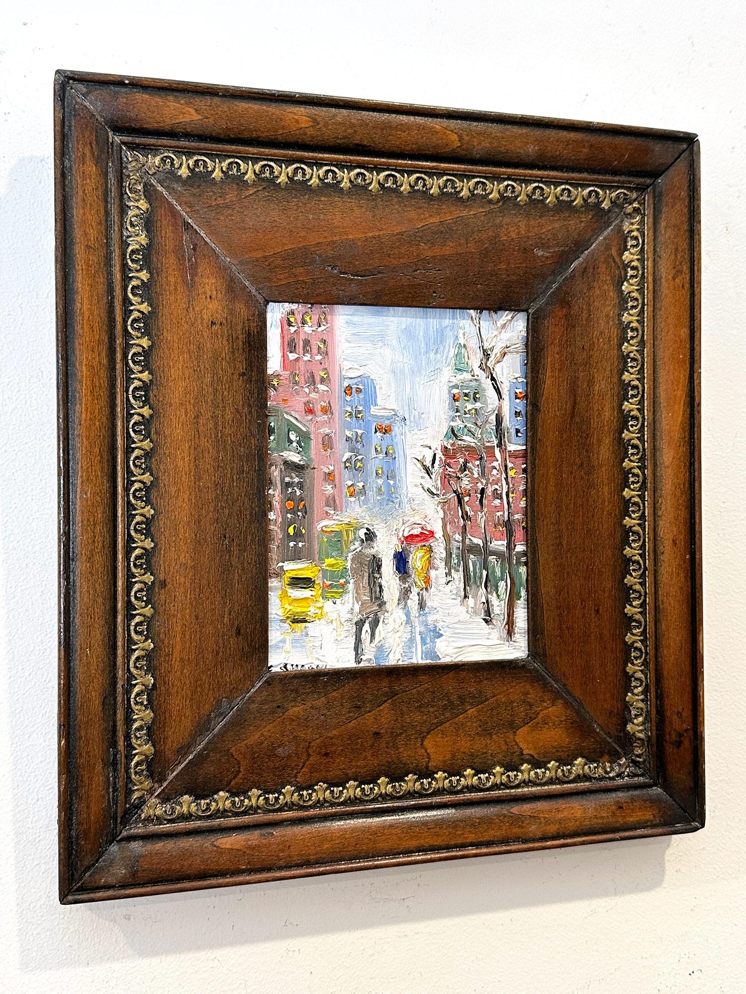 Peinture à l'huile impressionniste de New York dans le style de la scène de neige de Guy Wiggins en vente 3