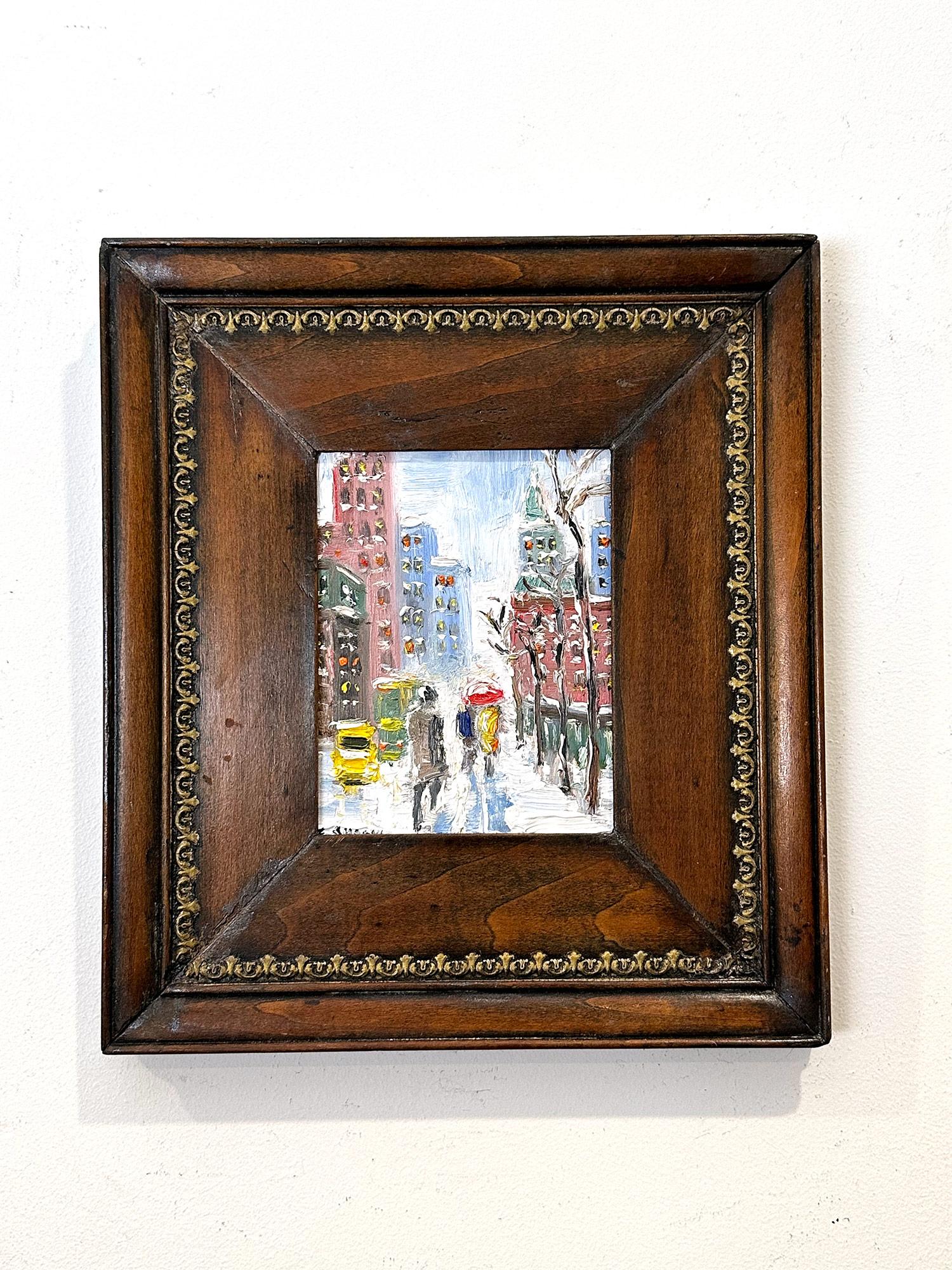 Peinture à l'huile impressionniste de New York dans le style de la scène de neige de Guy Wiggins en vente 5