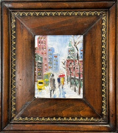 "NYC in Snow" NYC Impressionist Oil Painting in Style of Guy Wiggins Snow Scene