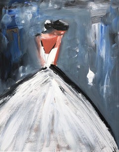 "Olivia in Paris" Abstract Figure in Chanel Gown Haute Couture Painting on Paper