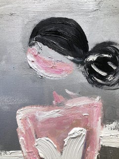 "Olympia" Figure in Chanel Gown French Haute Couture Oil Painting on Canvas