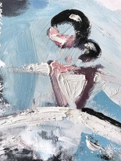 "Olympia in Paris" Figure with Gown French Haute Couture Oil Painting on Paper