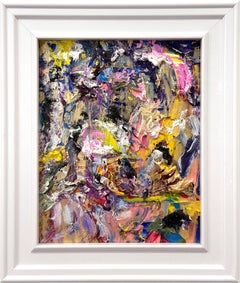 Cindy Shaoul - "Only In My Dreams" Colorful Contemporary Oil and Gold Painting on Wood Panel "Only In My Dreams" Colorful Contemporary Oil and Gold Painting on Wood Panel