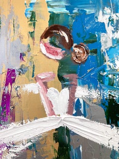 "Paris at Night" Abstract Figure Chanel Haute Couture Gown Oil Painting Canvas