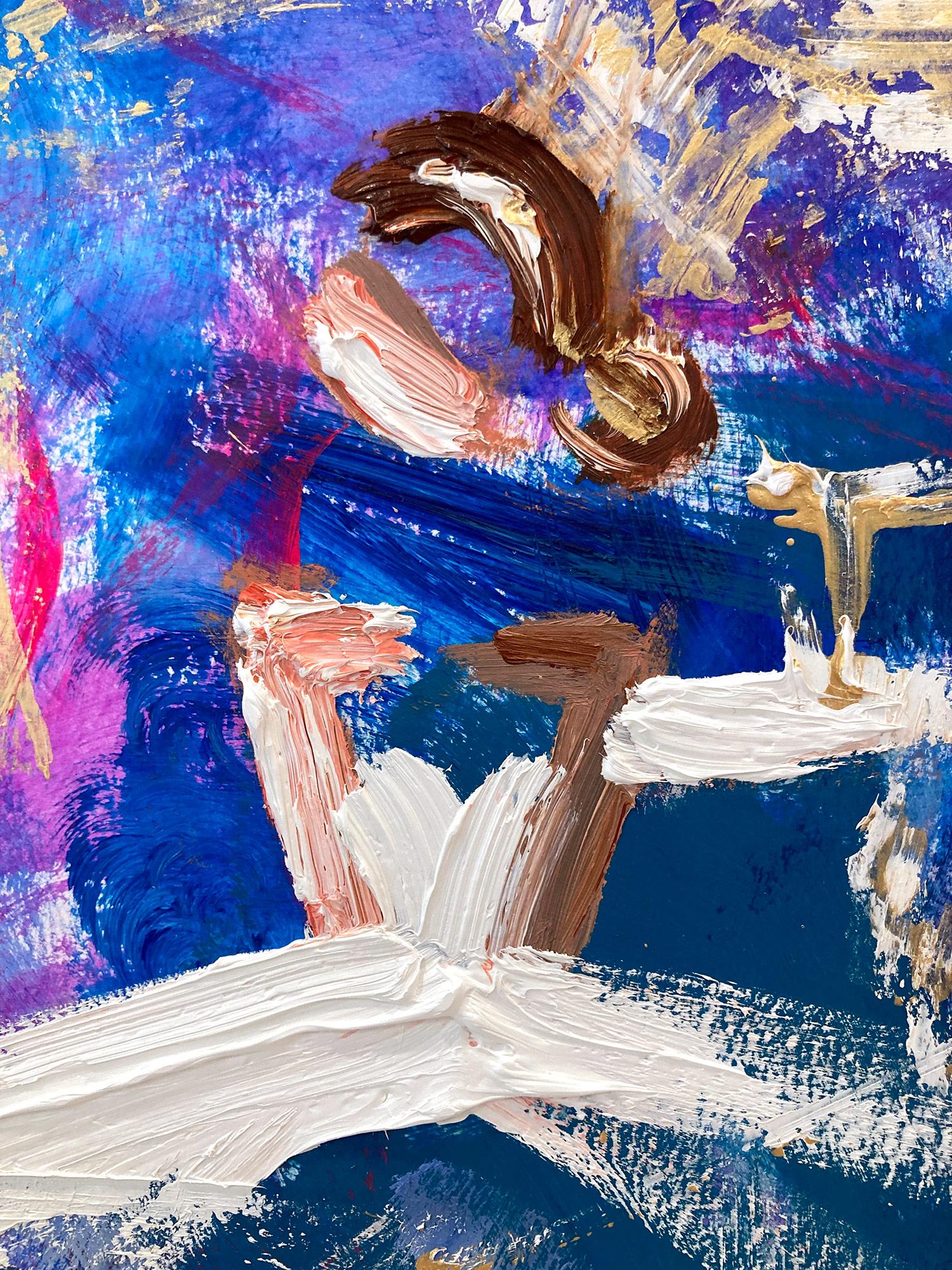 Abstrakte Figur „Paris at Night“ mit Chanel-Kleid, Haute Couture-Ölgemälde – Painting von Cindy Shaoul