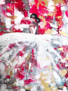 "Paris at Night" Figure in Chanel Gown Haute Couture Oil Painting on Canvas