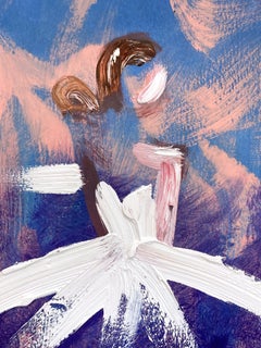 "Paris at Twilight" Colorful French Haute Couture Gown Oil Painting on Paper