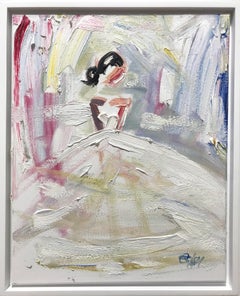 ""Paris Days" - Figure en robe de Chanel - Peinture à l'huile sur toile - Haute Couture française