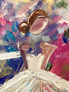 "Paris in Chloé" Peinture haute couture française colorée sur papier d'archives