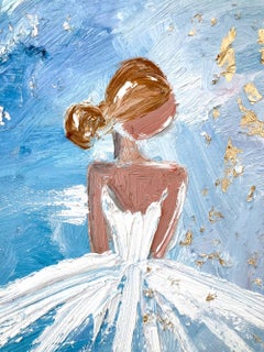 "Paris in Gold and Silver" Abstract French Haute Couture Oil Painting on Canvas