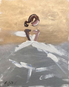 "Paris in Gold and Silver" Colorful French Haute Couture Gown Oil Painting Paper